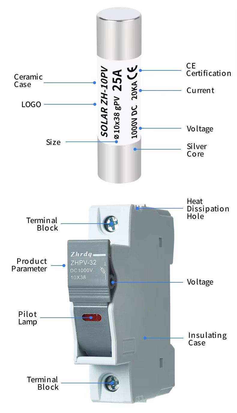 14X51 1000V 63A DC Fuse holder