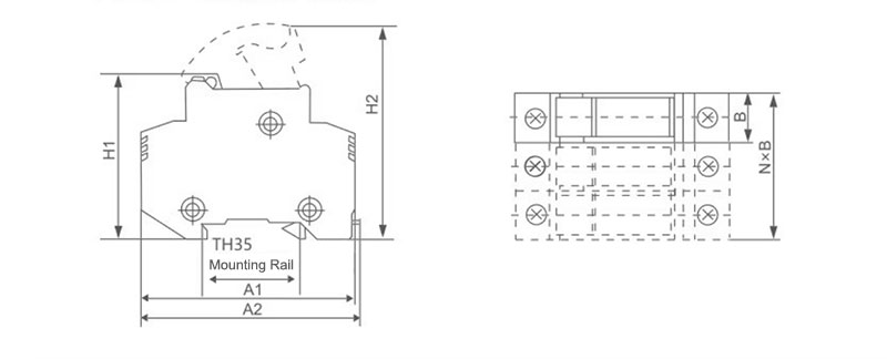 14X51 1000V 63A DC Fuse holder