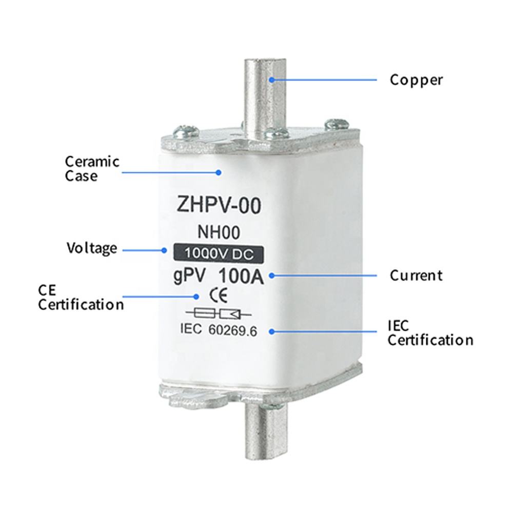 NH00-1000V IEC Nízkonapěťová fotovoltaická nožová pojistka plastová 80A 6ka vypínací kapacita